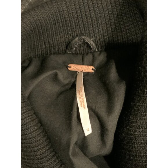 Free People Black Vegan Leather Collared Zip-Up Moto Jacket Size 12 - Picture 8 of 8